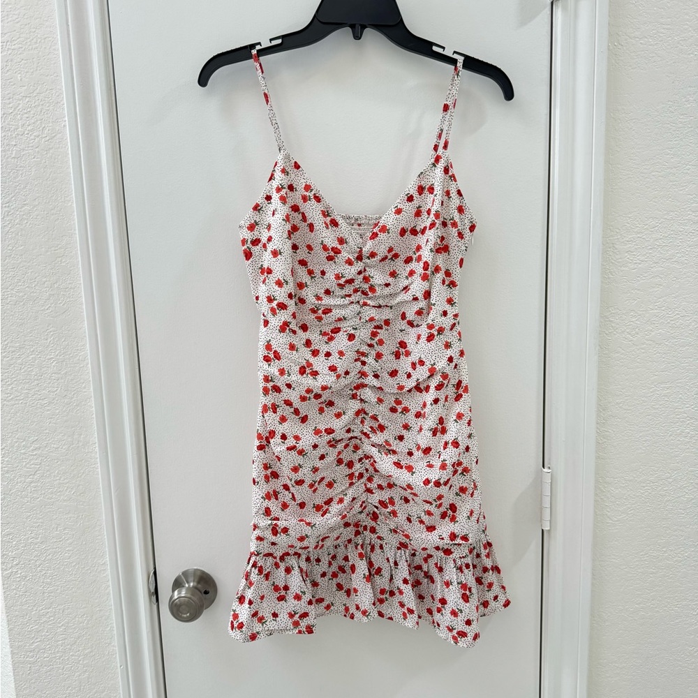 COPY- NWT Urban outfitters White Short Mini Red Floral Dots dress- Size Medium
